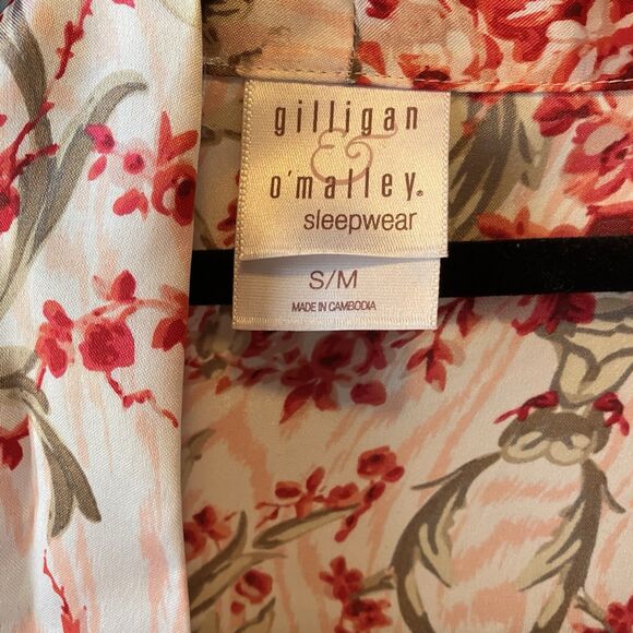 Gillian & O'Malley Sexy Pink Red Green Floral Peignoir Set Lace Chemise Robe S/M - Picture 4 of 13